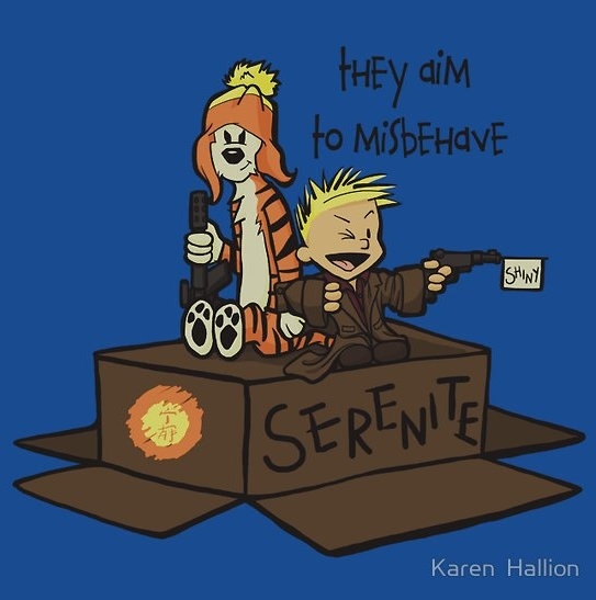 They Aim To Misbehave, with Calvin and Hobbes dressed as Browncoats from Firefly